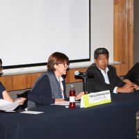 Mesa del Eje Temático V: Espacio público y seguridad ciudadana. De izquierda a derecha: Patricia Ramírez Kuri, Instituto de Investigaciones Sociales- UNAM; Carlos Montero Pantoja, Benemérita Universidad Autónoma de Puebla;  Claudia Albarrán Olvera, Universidad Autónoma del Estado de México y Abril Varela Varela, UNAM.