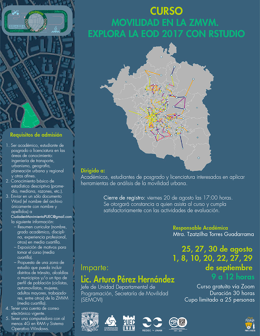 Curso Movilidad en la Zona Metropolitana del Valle de México (ZMVM). Explora la Encuesta Origen-Destino (EOD) 2017 con RStudio.
