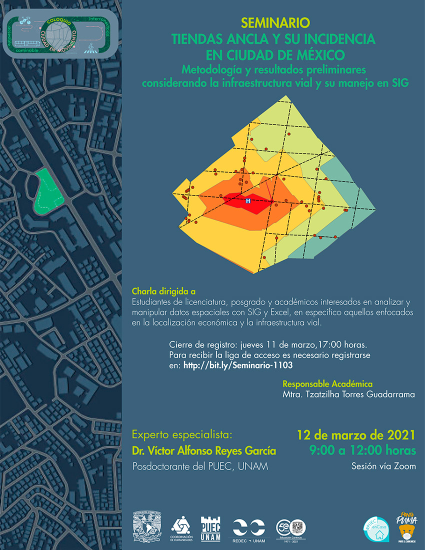 Seminario Tiendas ancla y su incidencia en Ciudad de México. Metodología y resultados preliminares considerando la infraestructura vial y su manejo en SIG