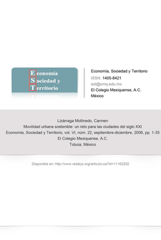 Mollinedo, C. L. (2006). Movilidad urbana sostenible: un reto para las ciudades del siglo XXI. Economía Sociedad y Territorio.