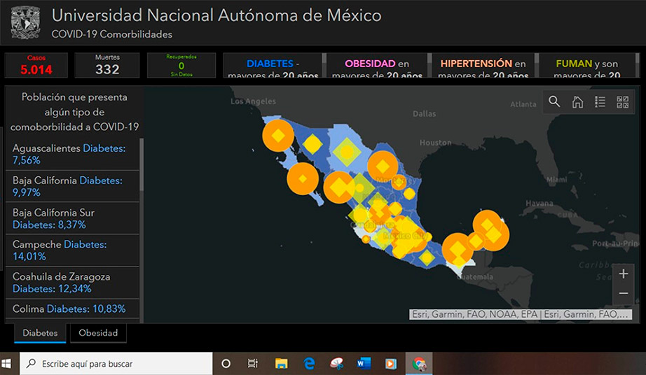 INSTALA UNAM PLATAFORMA DE INFORMACIÓN GEOGRÁFICA SOBRE COVID-19 EN MÉXICO 