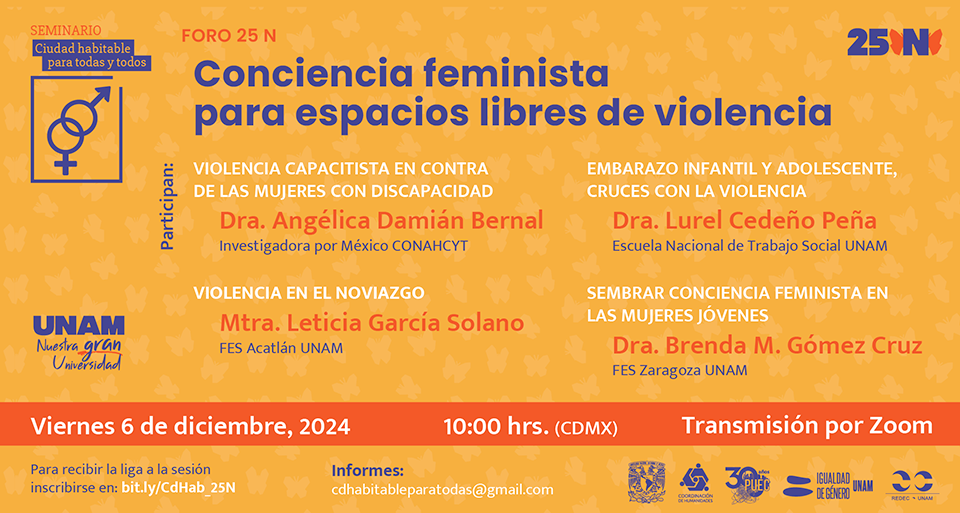 Foro 25 N. Conciencia feminista para espacios libres de violencia. 