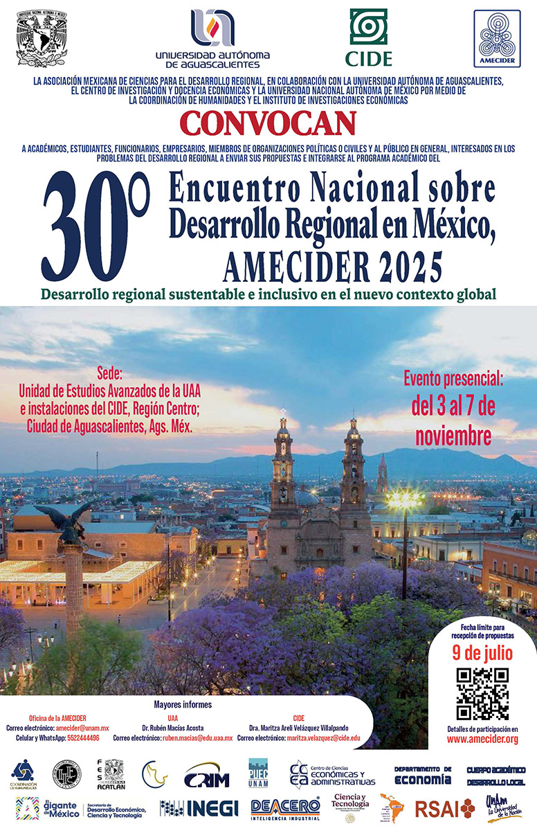 30° Encuentro Nacional sobre Desarrollo Regional en México, AMECIDER 2025